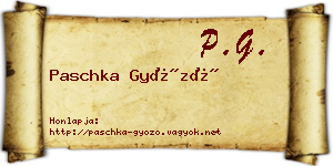Paschka Győző névjegykártya